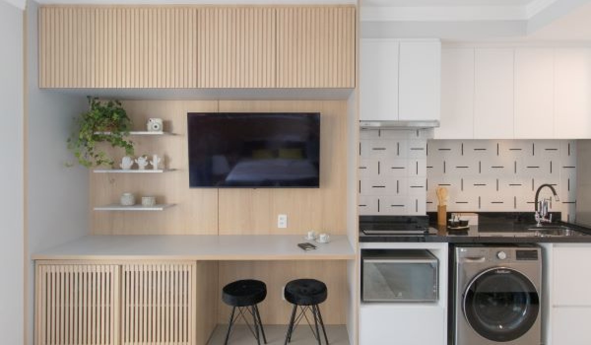 Menos, muitas vezes, é mais! Studio de 29 m² conta até com lavanderia própria dentro de uma arquitetura funcional e otimizada