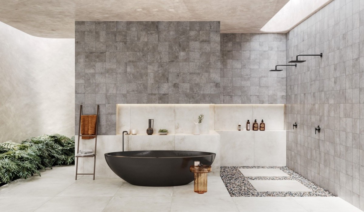 Modernidade e a elegância atemporal do efeito cimento queimado reproduzida em séries de porcelanatos da Incepa