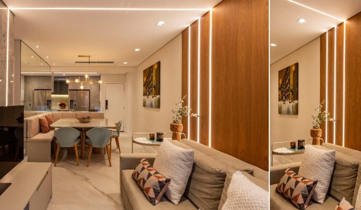 Projeto de reforma moderniza apartamento da década de 1980 com direito à integração e espaço para os três gatinhos da família
