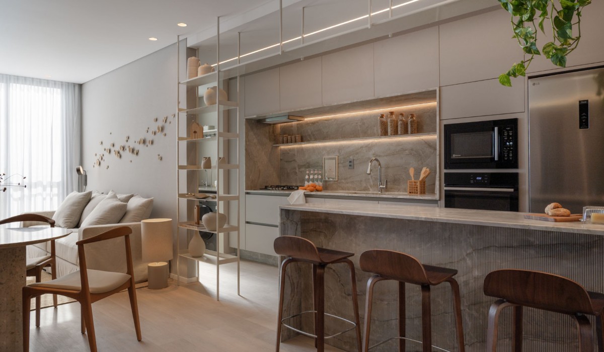 Luxo essencial: arquiteta Andressa Venturini assina apartamento no empreendimento WOA Sky Residence